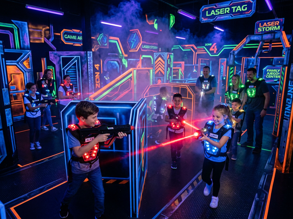 Arena de laser tag para chicos y grandes